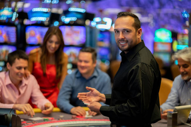 Live dealer blackjack table with real cards and dealer